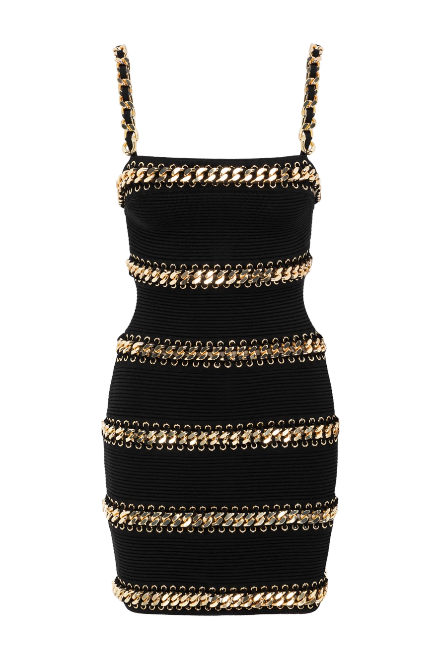 Balmain black dress with straps and gold chain trim 189028 - photo 1
