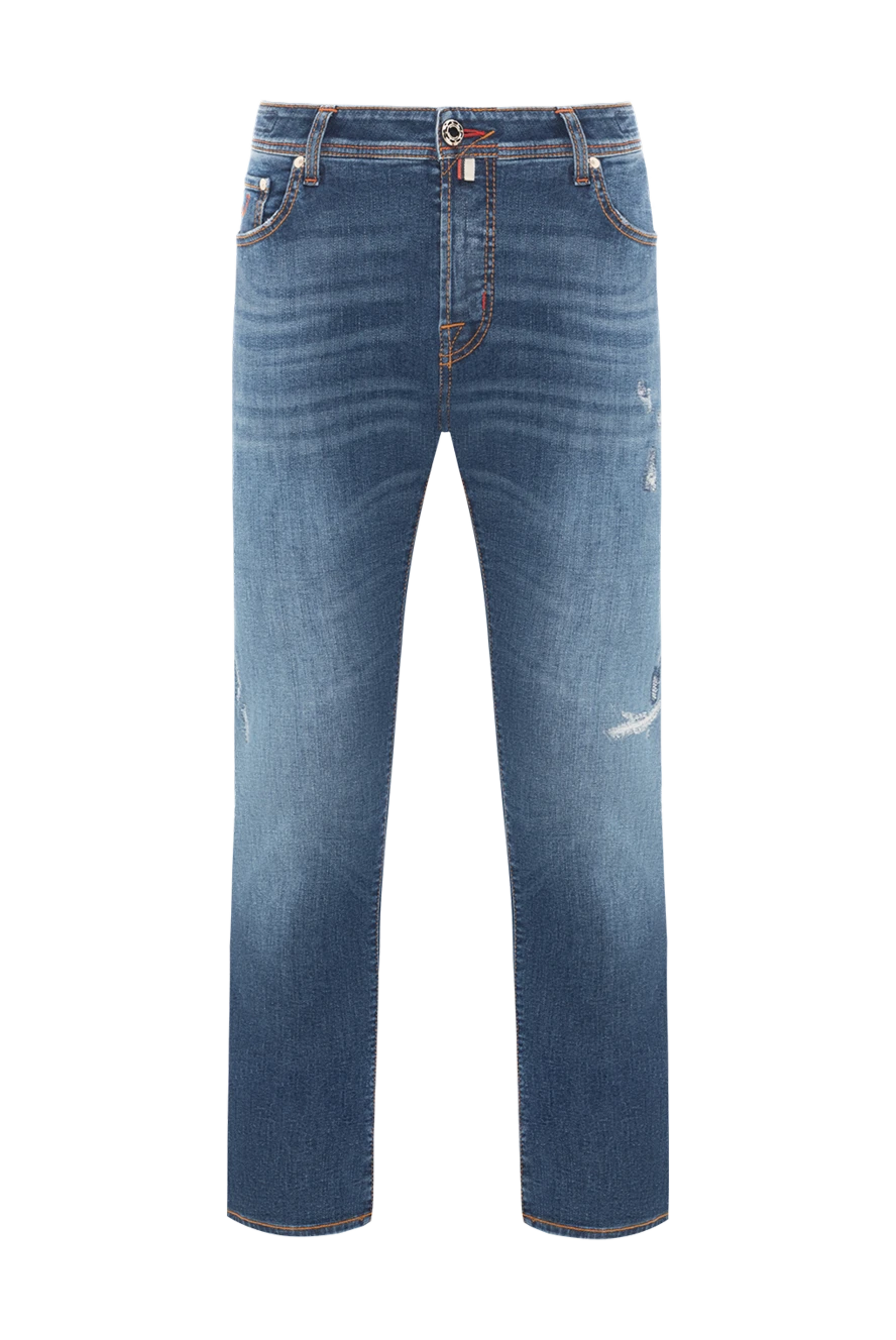 Jacob Cohen men's jeans with scuffs and holes, blue, tapered 189080 - photo 1
