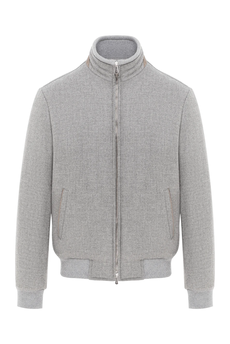 Enrico Mandelli сірий короткий вовняний пуховик з кашеміром чоловічий 189093 - фото 1