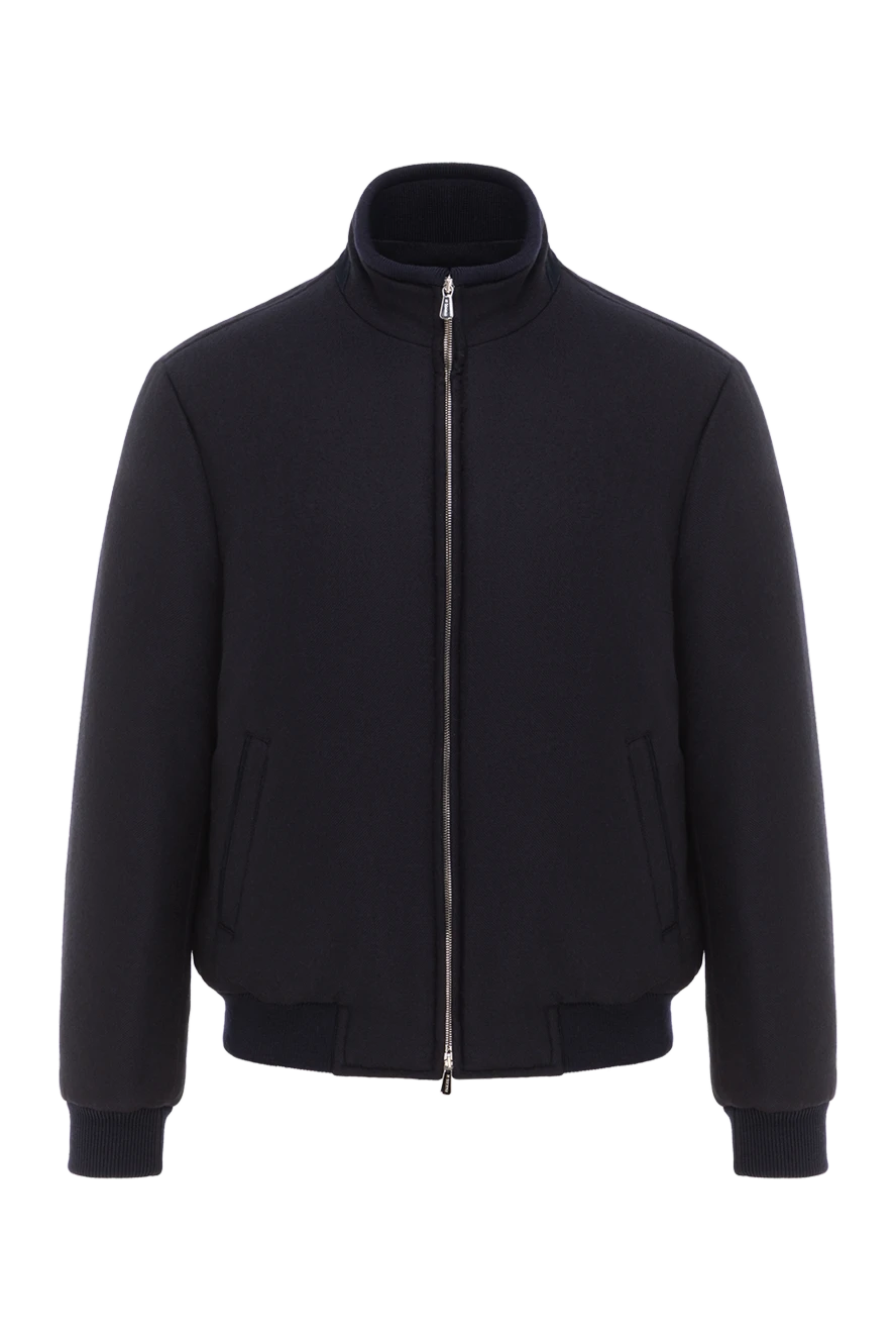 Enrico Mandelli синій короткий пуховик з вовни та кашеміру чоловічий 189094 - фото 1