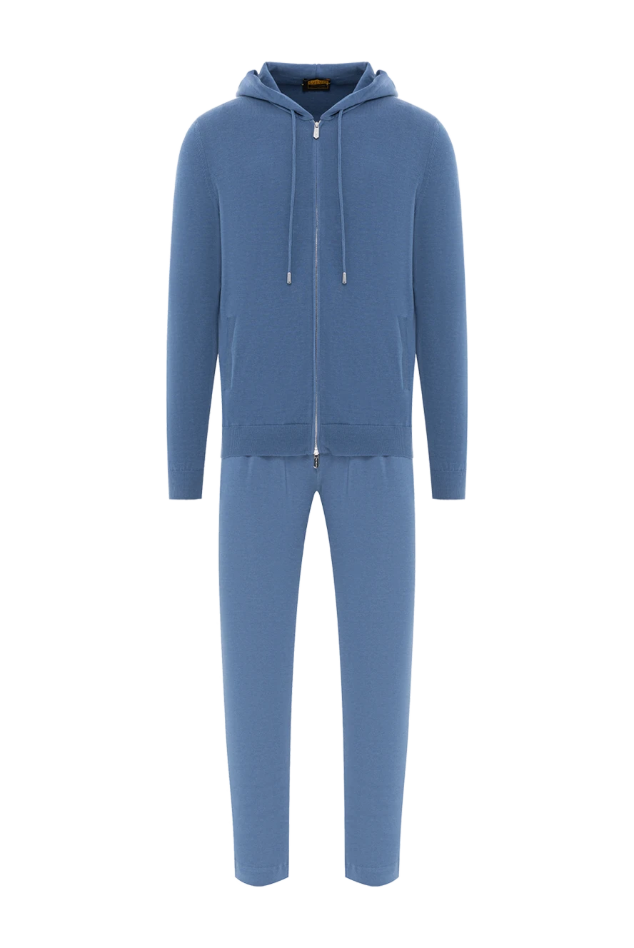 Svevo голубой мужской спортивный костюм с капюшоном из хлопка и кашемира 189135 - фото 1