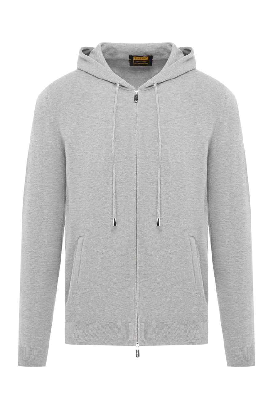 Svevo сіра спортивна кофта з трикотажного кашеміру з капюшоном 189136 - фото 1
