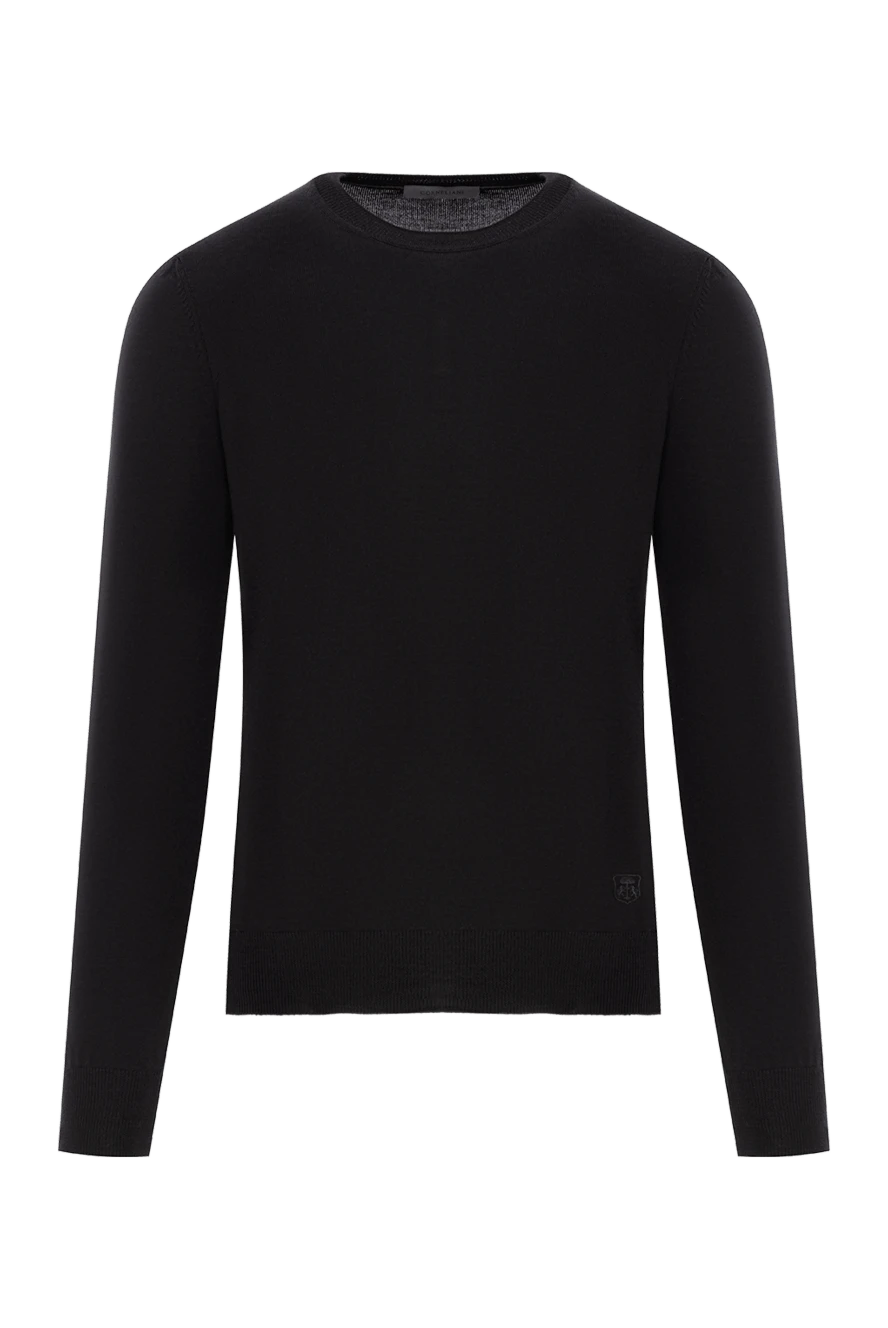 Corneliani чорний вовняний чоловічий джемпер з логотипом 189140 - фото 1