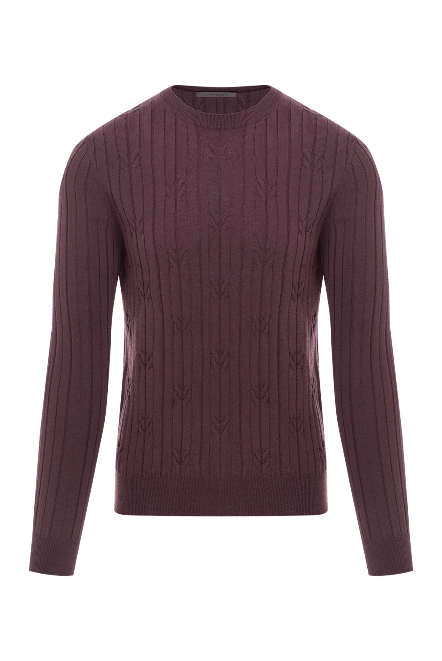 Corneliani шерстяной джемпер бордового цвета с рельефной вязкой 189152 - фото 1