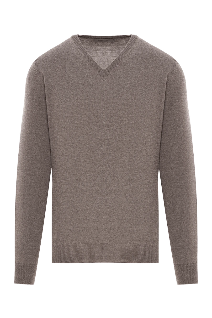 Corneliani бежевый мужской джемпер из шерсти с треугольным вырезом 189157 - фото 1