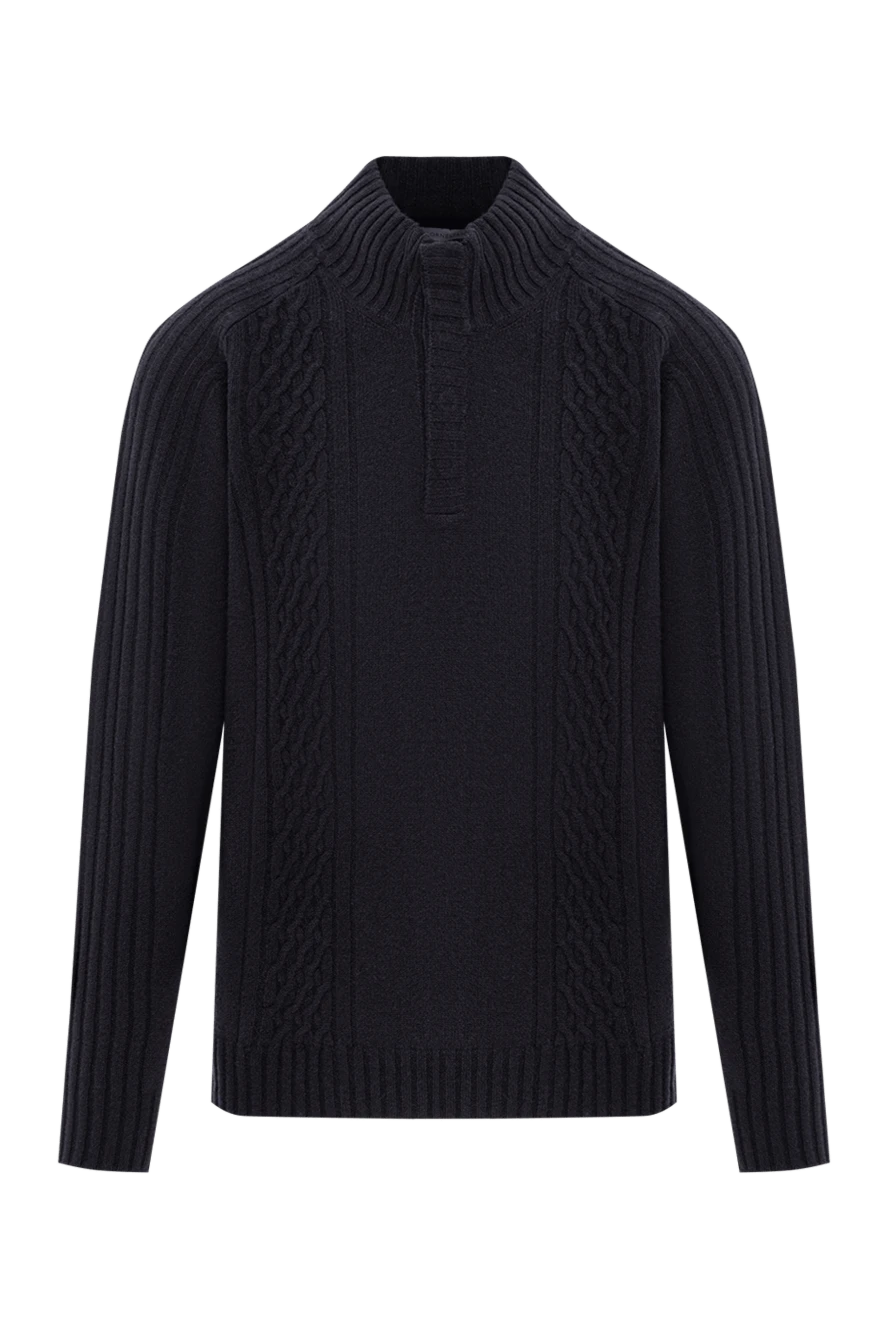 Corneliani wool and cashmere turtleneck zip troyer navy 189177 - photo 1