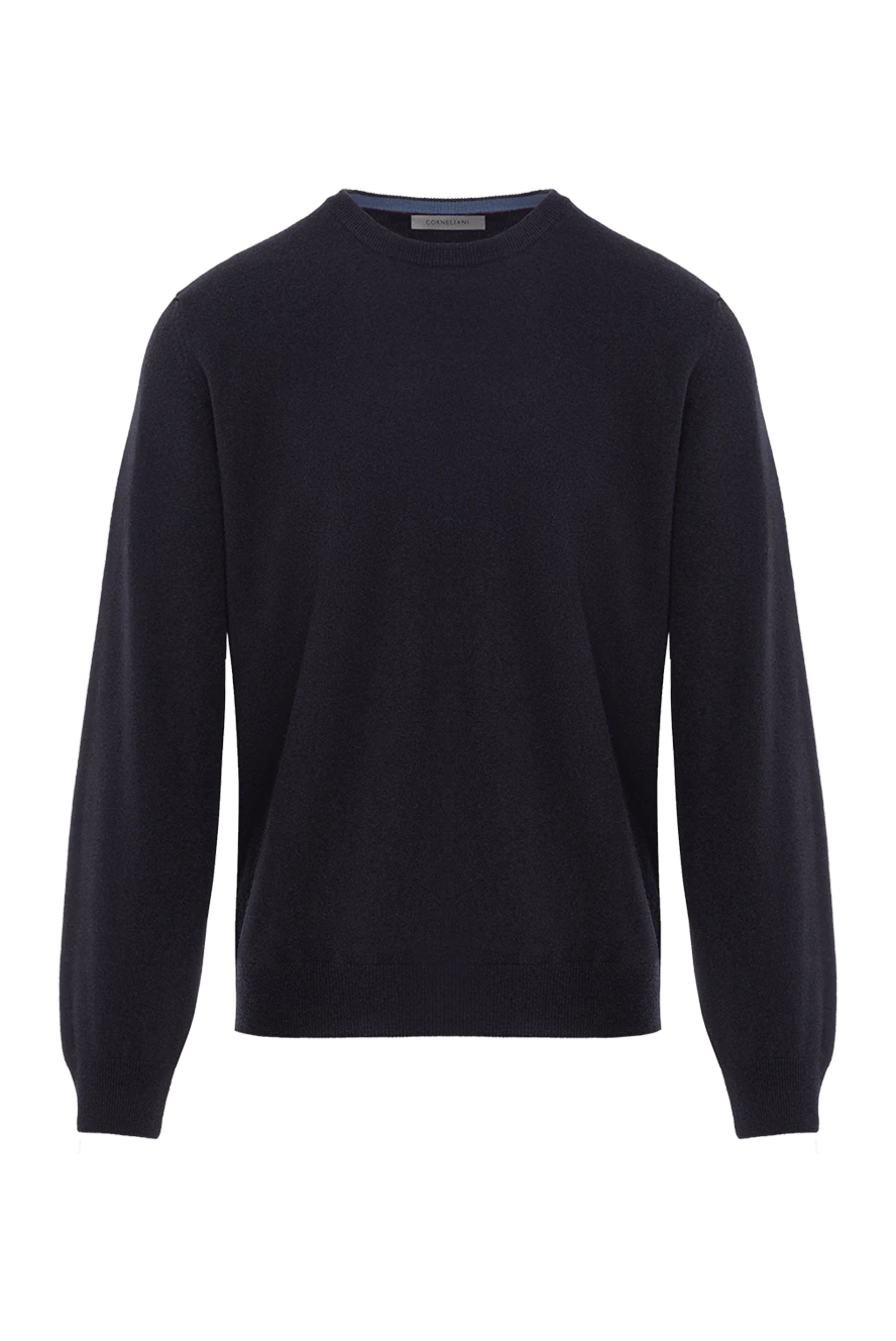 Corneliani темно-синий мужской джемпер из шерсти и кашемира с круглым вырезом 189185 - фото 1