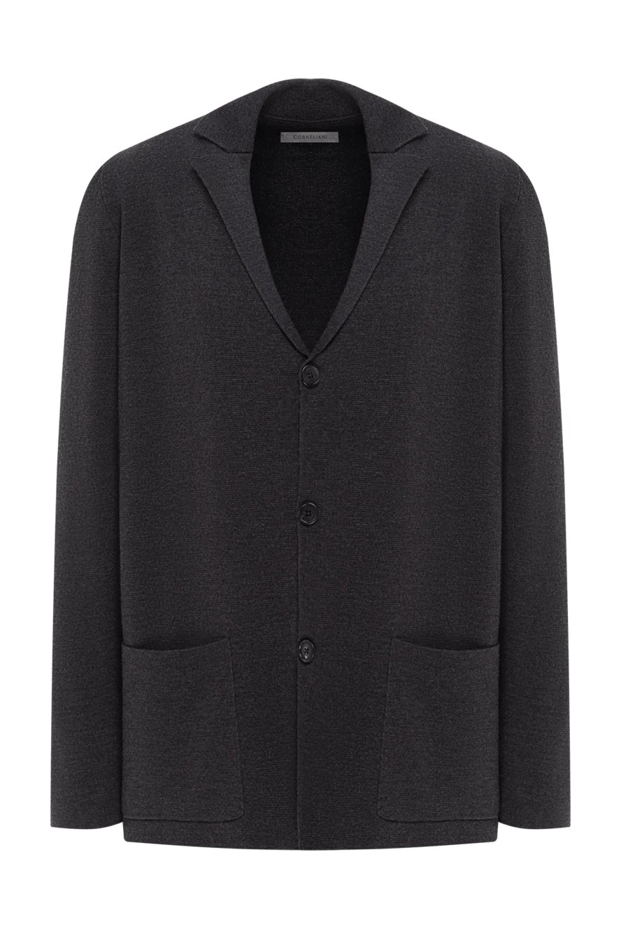 Corneliani трикотажний вовняний піджак із накладними кишенями сірого кольору 189187 - фото 1