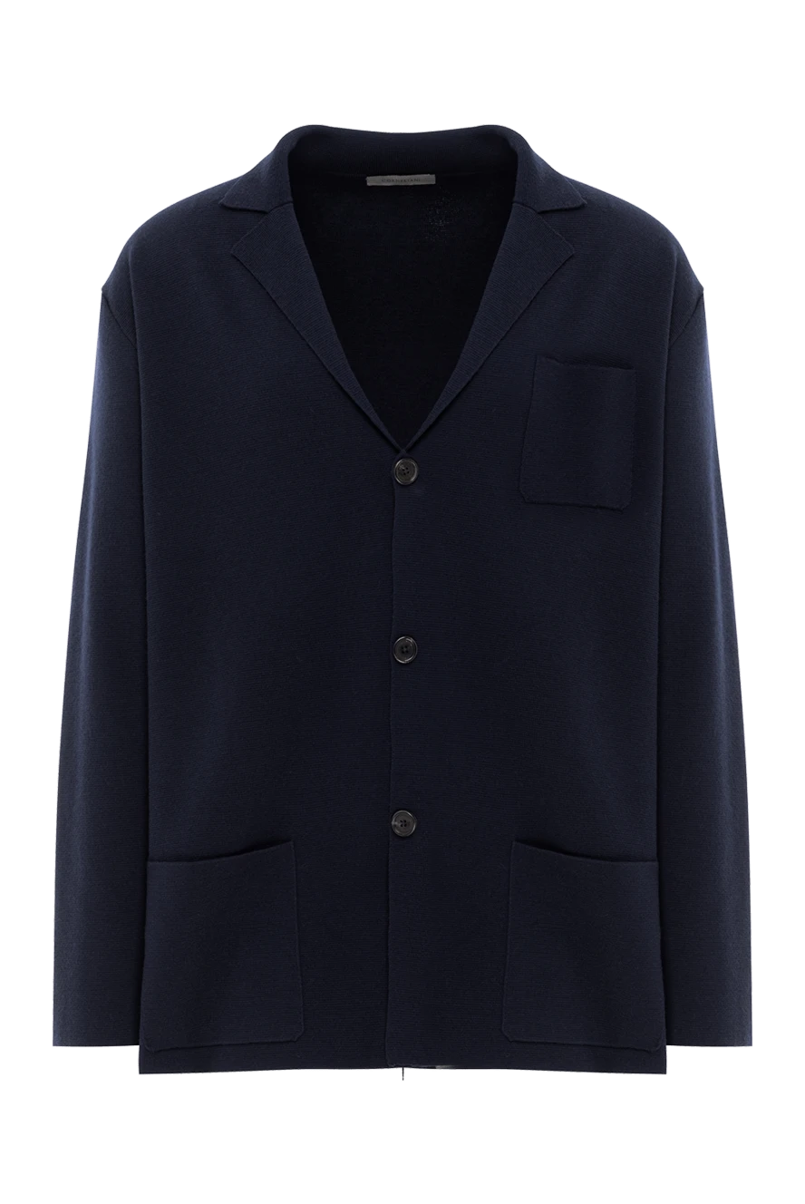Corneliani трикотажний вовняний піджак із накладними кишенями синього кольору 189188 - фото 1