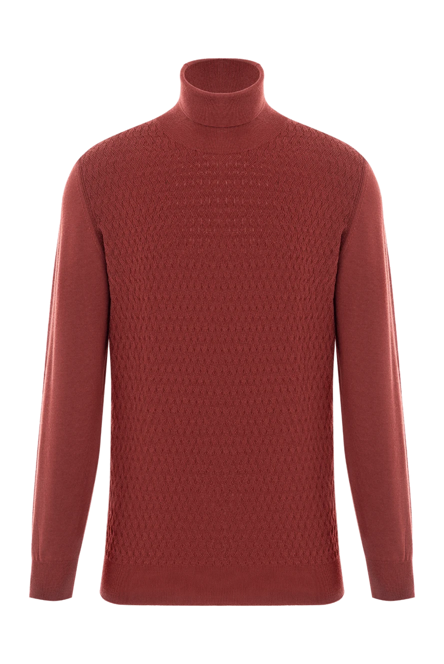 Corneliani мягкий гольф из шерсти красно-коричневого оттенка с фактурным узором 189189 - фото 1