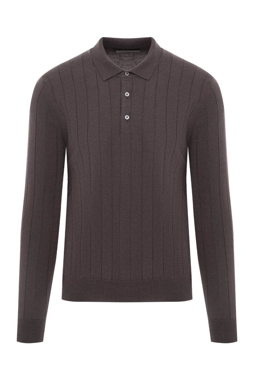 Corneliani knitted brown polo shirt made of fine wool with relief 189194 - photo 1