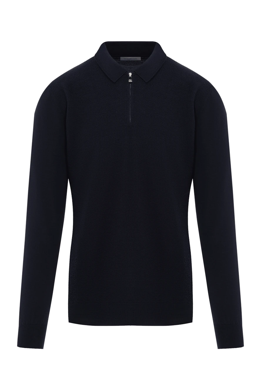 Corneliani knitted blue polo with long sleeves made of wool 189208 - photo 1