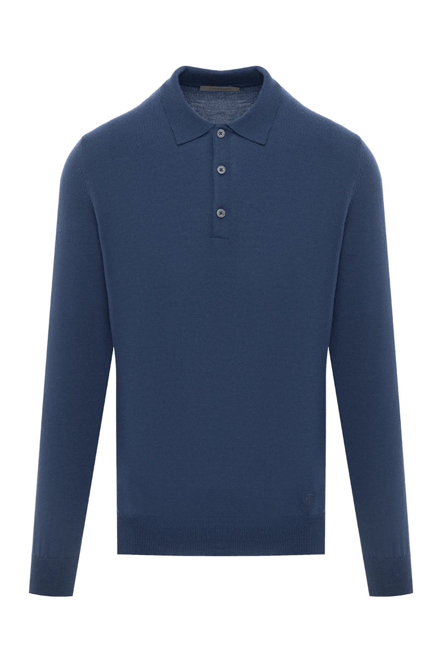 Corneliani лаконичное синее поло из мягкой шерсти с длинными рукавами 189218 - фото 1