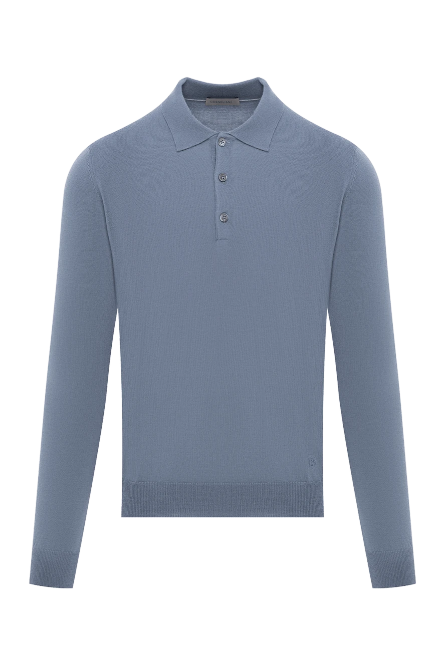 Corneliani поло з довгим рукавом із шовковистого трикотажу у блакитному кольорі. 189219 - фото 1