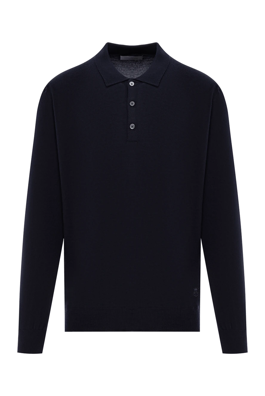 Corneliani синє вовняне поло з довгим рукавом на гудзиках 189223 - фото 1