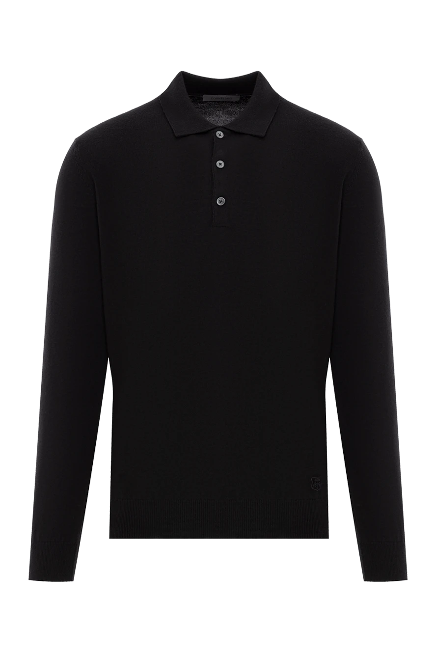 Corneliani black wool long sleeve button down polo shirt 189224 - photo 1
