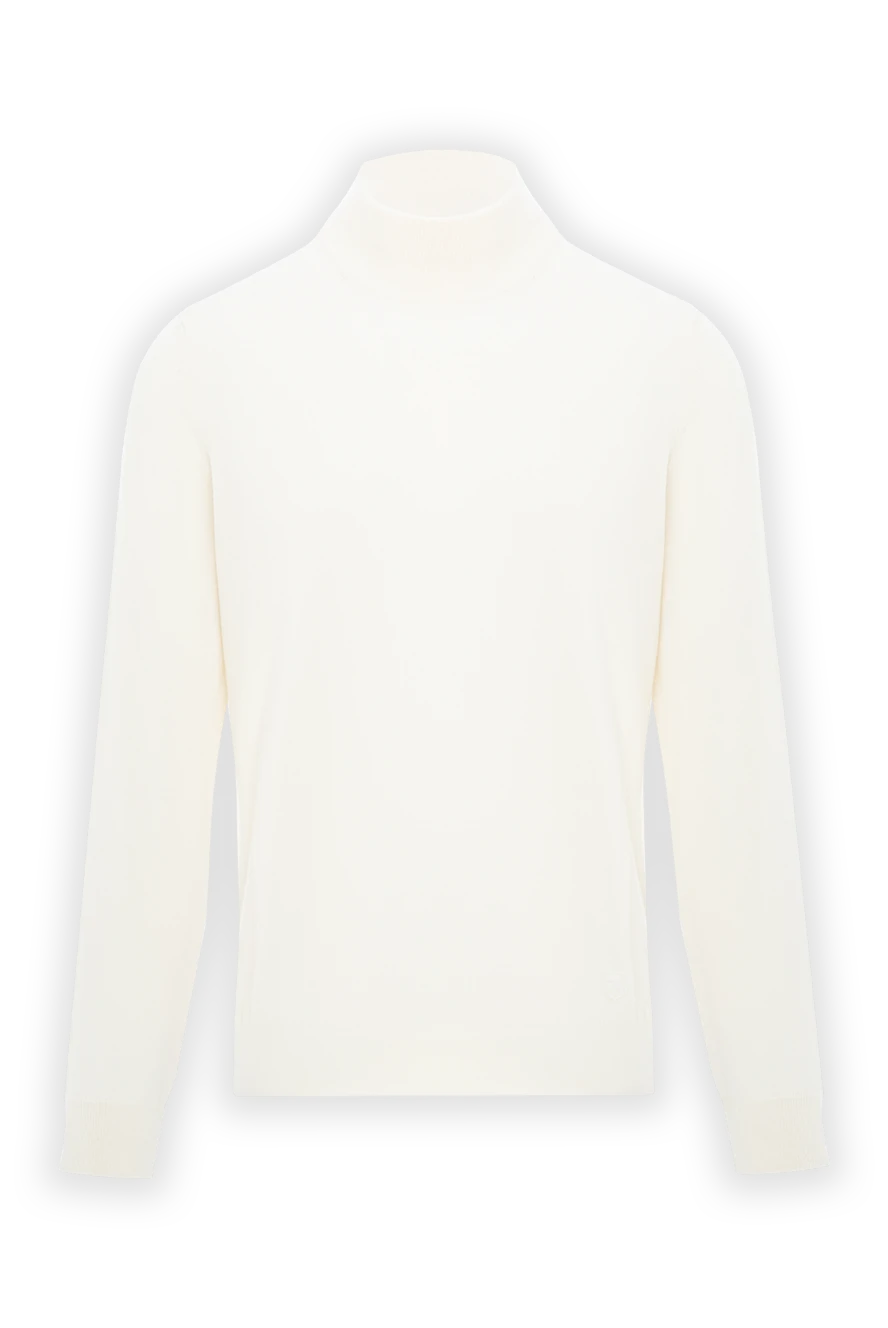 Corneliani white knitted jumper with a stand-up collar made of fine wool 189234 - photo 1