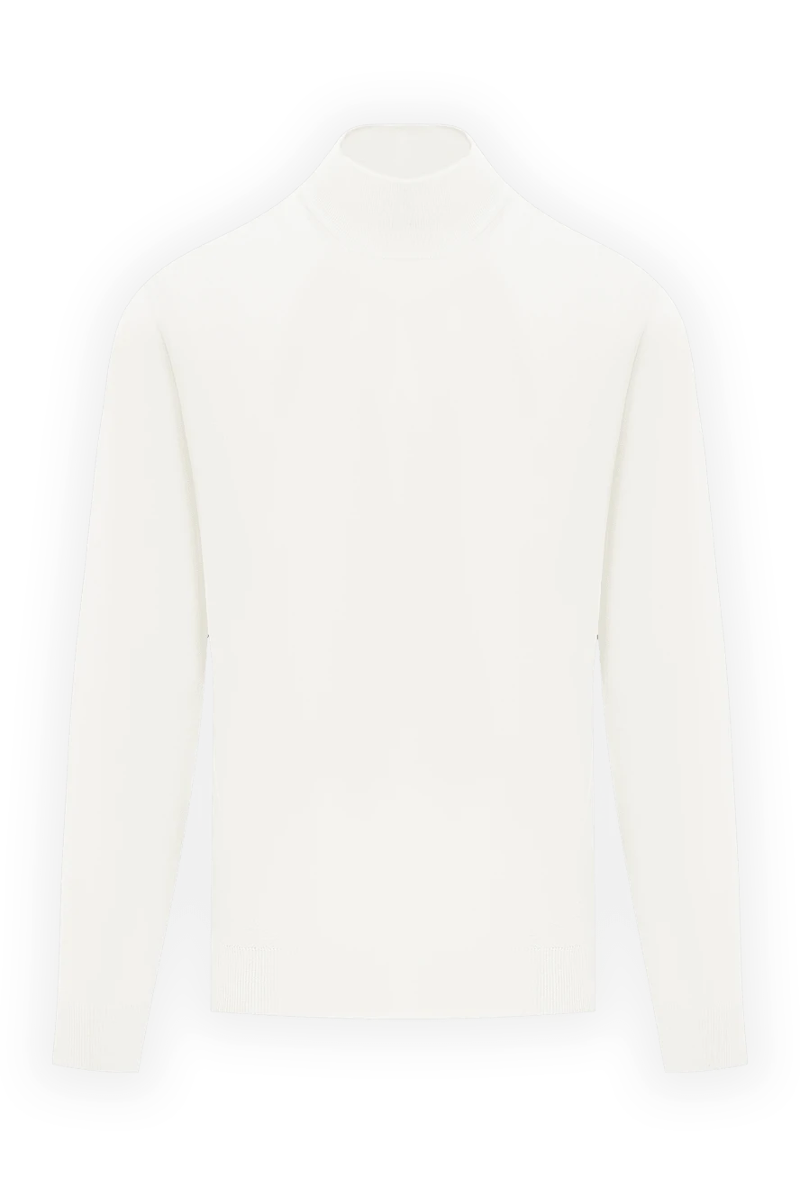Corneliani джемпер чоловічий білий з коміром стійкою із вовни 189236 - фото 1