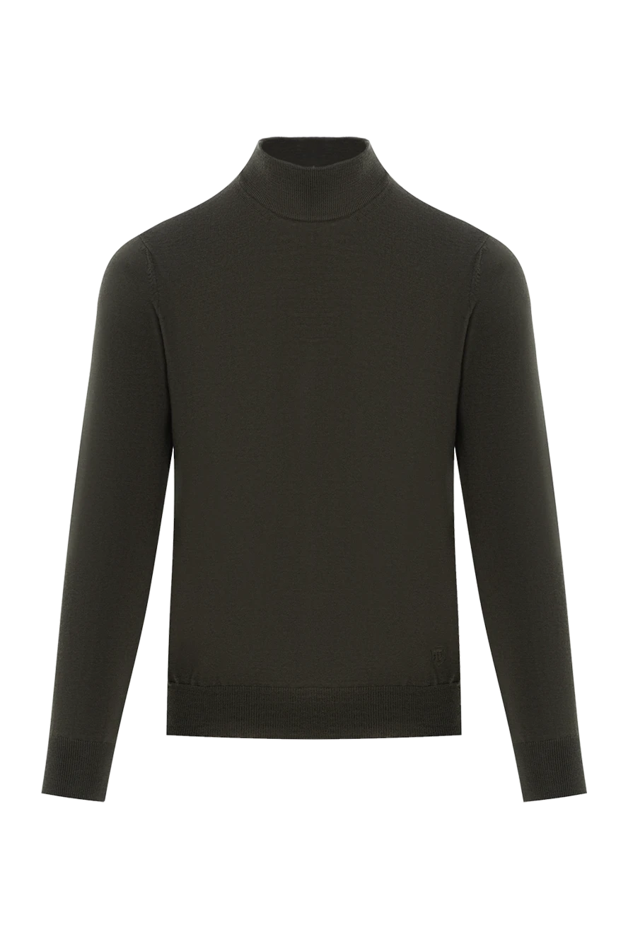 Corneliani джемпер чоловічий зелений з коміром стійкою із вовни 189237 - фото 1