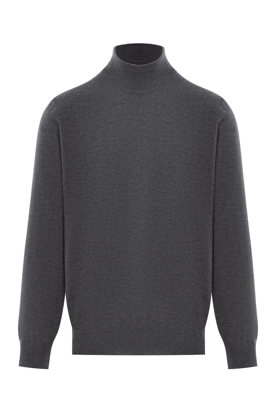 Corneliani мужской джемпер с воротником стойкой из шерсти серого цвета 189239 - фото 1