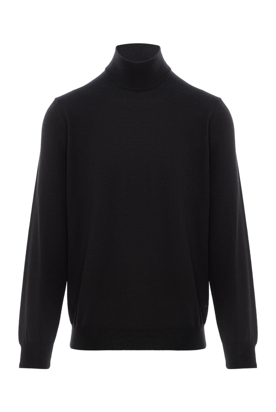 Corneliani чоловічий джемпер з лаконічним дизайном та щільною горловиною чорний 189240 - фото 1