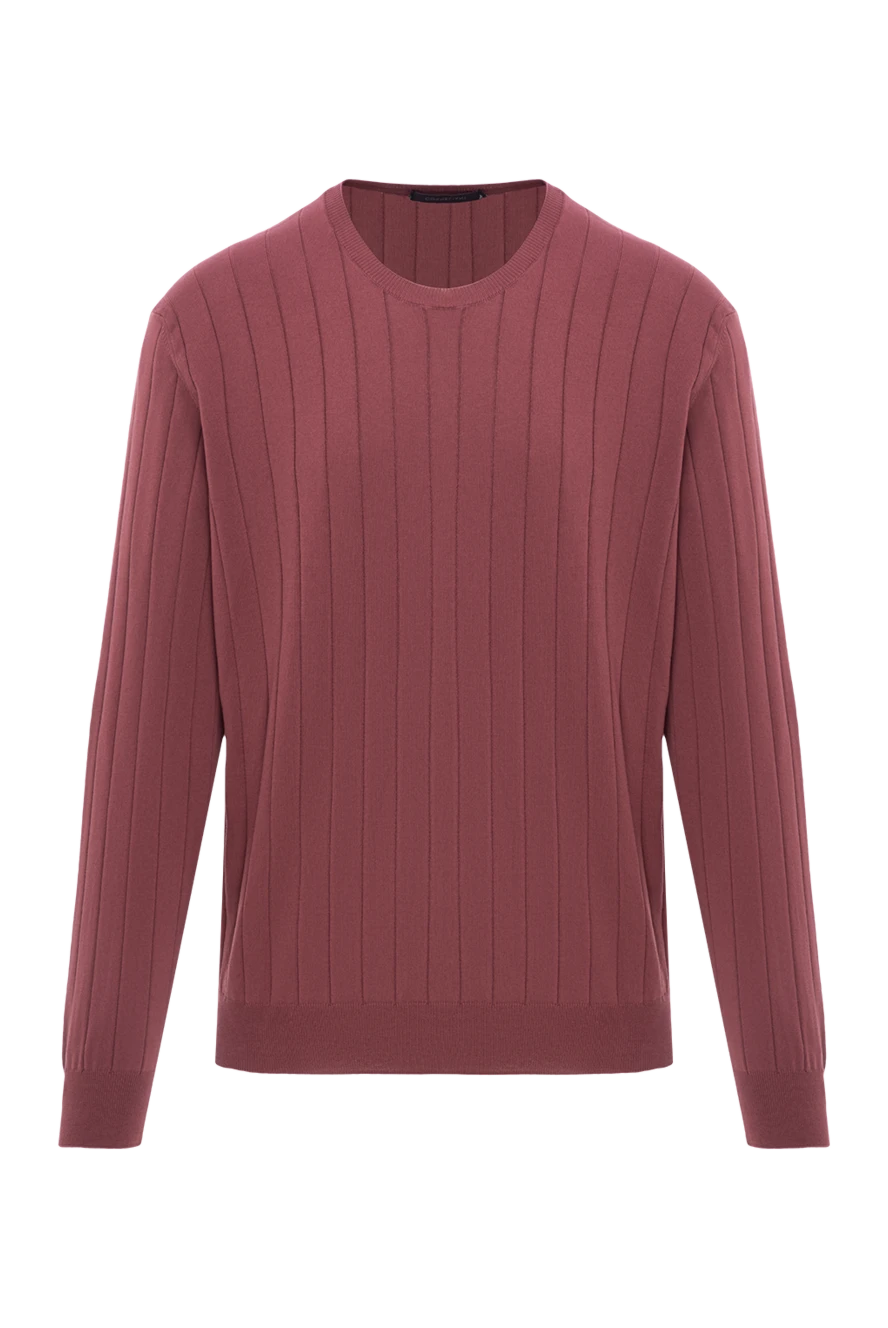 Corneliani джемпер из хлопка в рельефный рубчик бордовый 189243 - фото 1