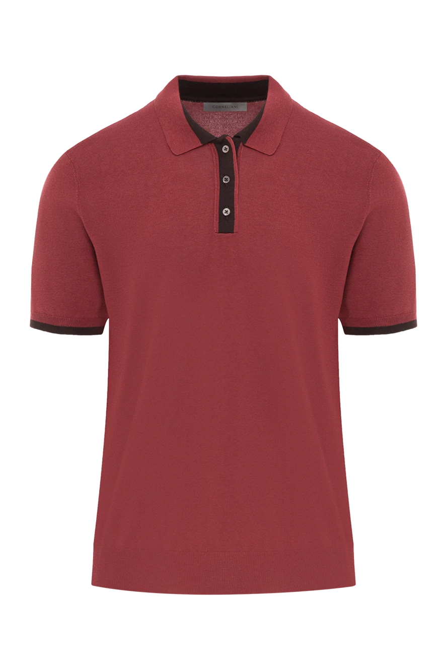 Corneliani men's polo shirt burgundy with contrast placket 189245 - photo 1