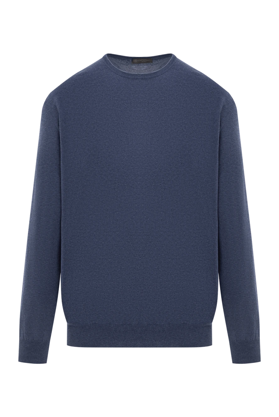 Corneliani трикотажний джемпер чоловічого синього кольору з бавовни 189247 - фото 1