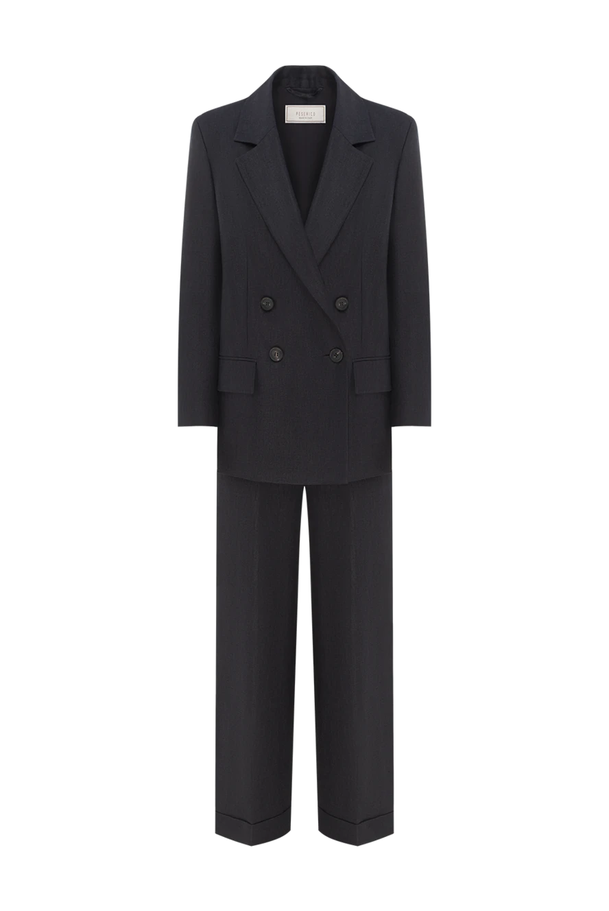 Peserico жіночий костюм темно-синій двобортний з широкими брюками 189253 - фото 1