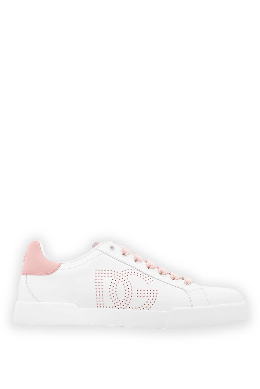 Dolce & Gabbana сникеры portofino из телячьей кожи белые с перфорированным логотипом 189333 - фото 1