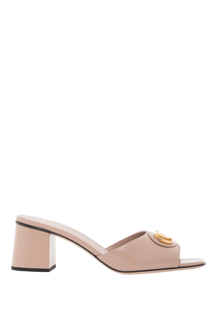 Valentino slide sandals in calf leather with vlogo signature trim beige 189347 - photo 1
