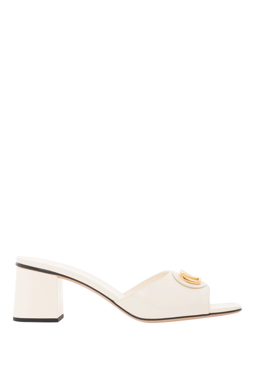 Valentino босоножки slide из телячьей кожи с отделкой vlogo signature белые 189348 - фото 1
