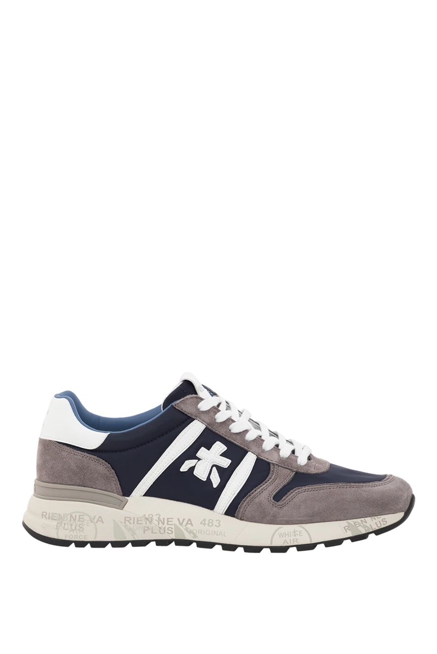 Premiata кроссовки lander из мягкой замши и нейлона с логотипом на сверхлегкой подошве синие 189386 - фото 1