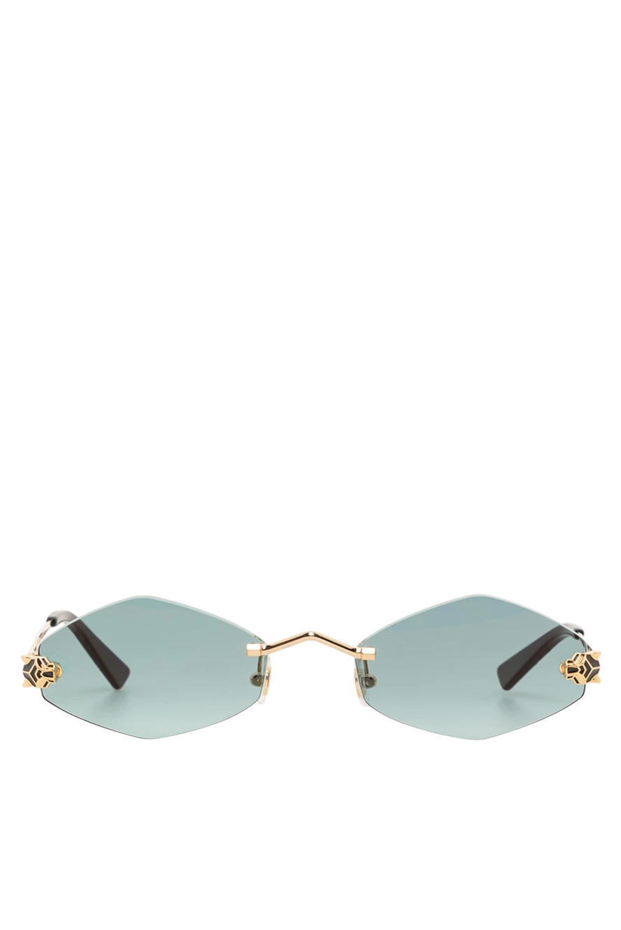 Cartier геометрические солнцезащитные очки без оправы panthera голубые женские 189423 - фото 1