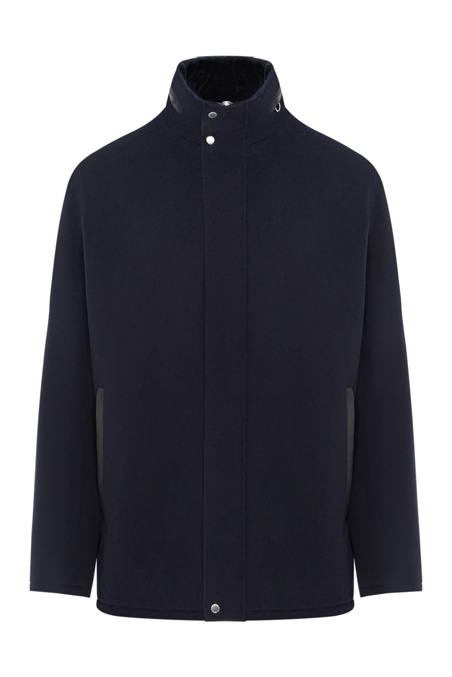 Seraphin men's cashmere parka with fur and leather inserts blue 189556 - photo 1