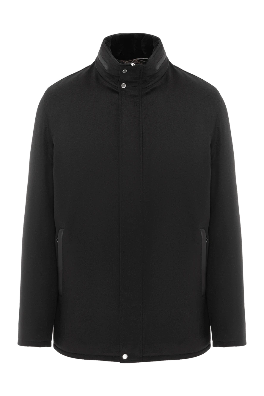 Seraphin куртка-парку з кашеміру зі вставками зі шкіри та хутра чорна чоловіча 189558 - фото 1