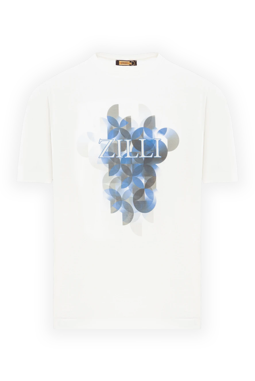 Zilli футболка белая с абстрактным синим узором и логотипом 189592 - фото 1