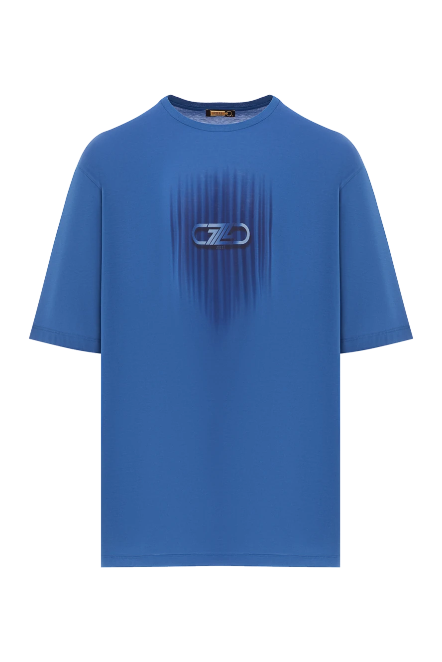 Zilli футболка лаконичная синяя с логотипом в тон ткани 189596 - фото 1