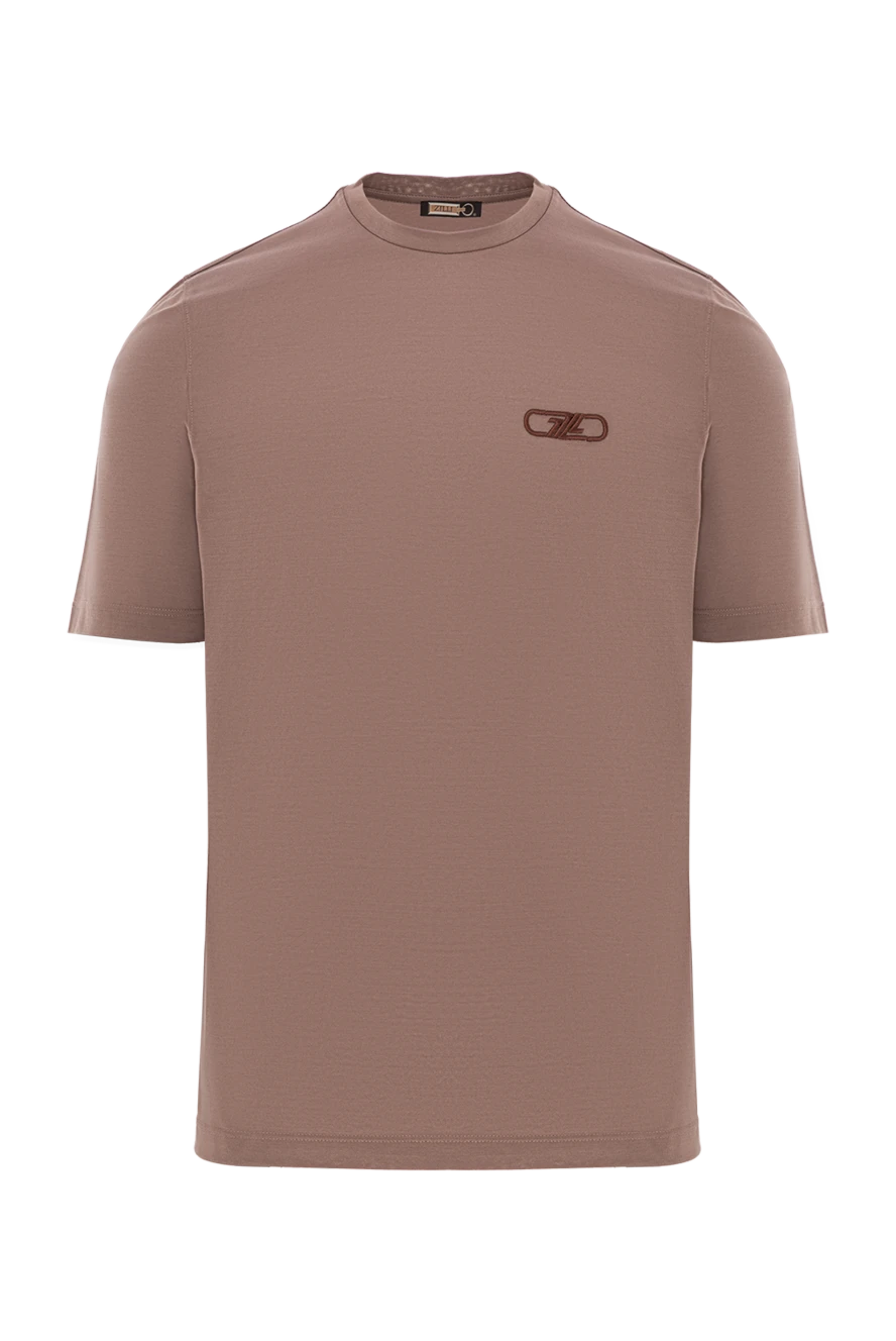 Zilli футболка базова коричнева з контрастним брендингом 189598 - фото 1