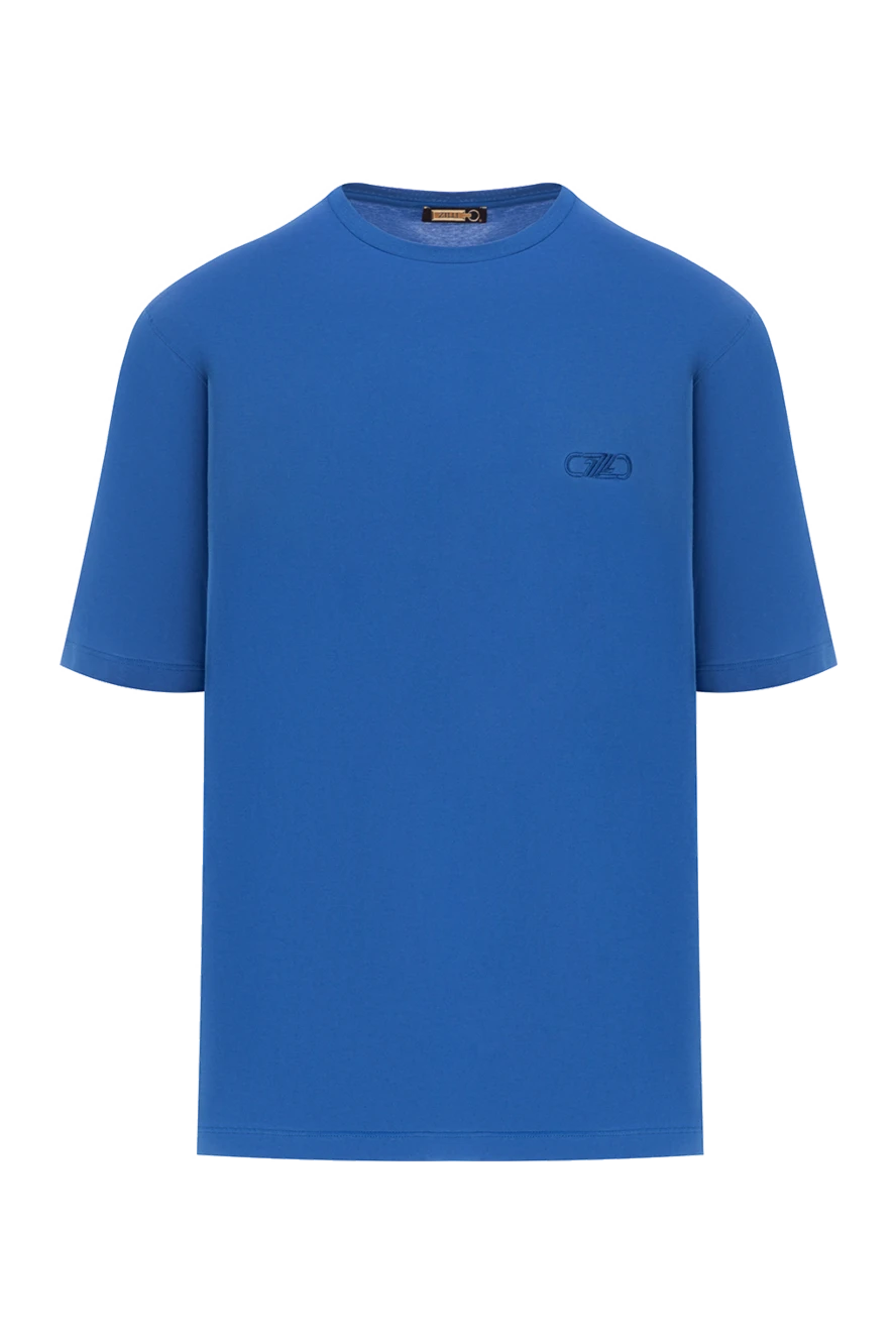 Zilli футболка хлопковая синяя с вышитым логотипом 189599 - фото 1