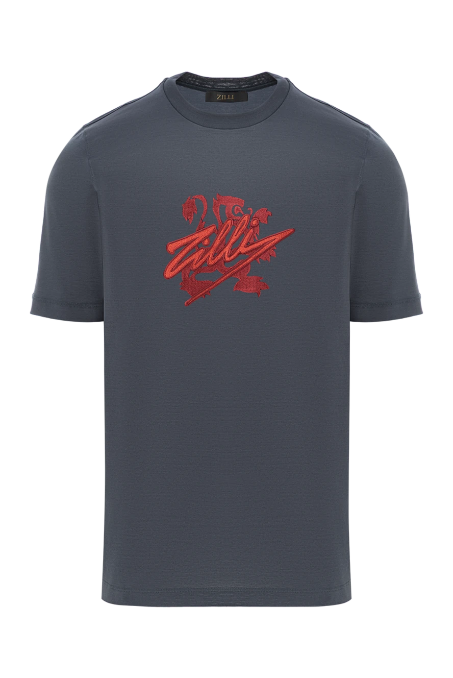 Zilli футболка темно-сіра з червоним гербом та вишитим логотипом 189602 - фото 1