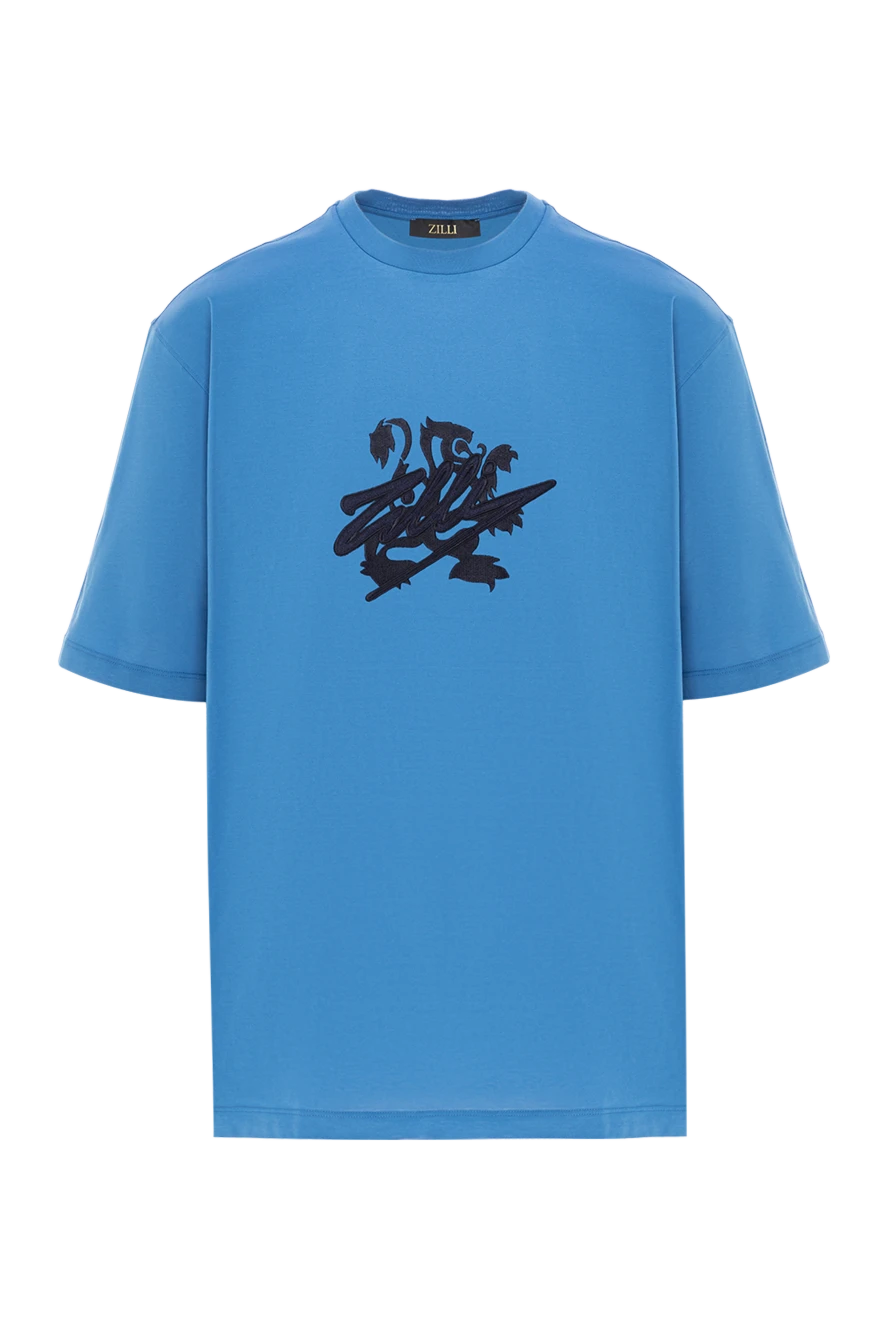 Zilli хлопковая футболка с контрастными тиснёным логотипом и символикой 189604 - фото 1