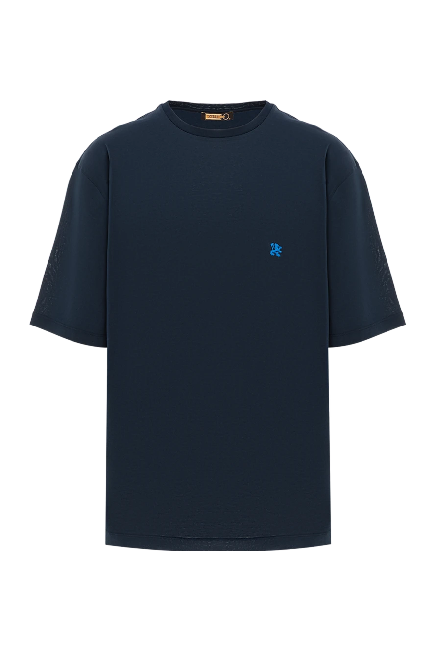 Zilli минималистичная футболка цвета индиго с акцентом в виде льва 189605 - фото 1