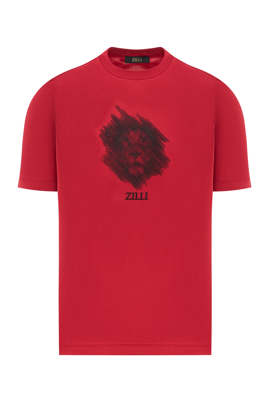 Zilli футболка из хлопка с графичным львом на красном фоне 189608 - фото 1