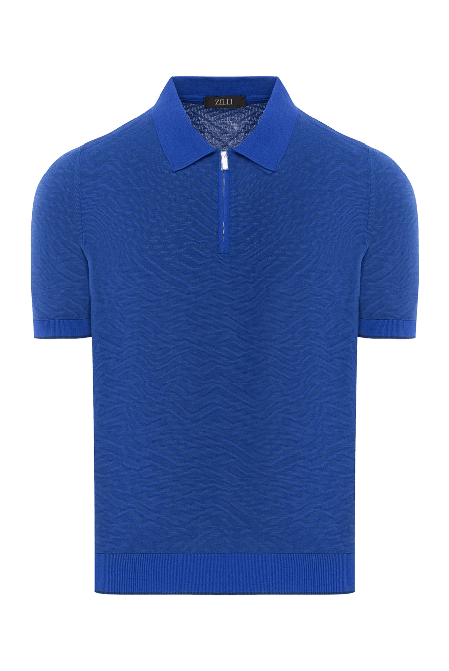 Zilli поло з фактурним візерунком та застібкою на блискавку синє 189609 - фото 1