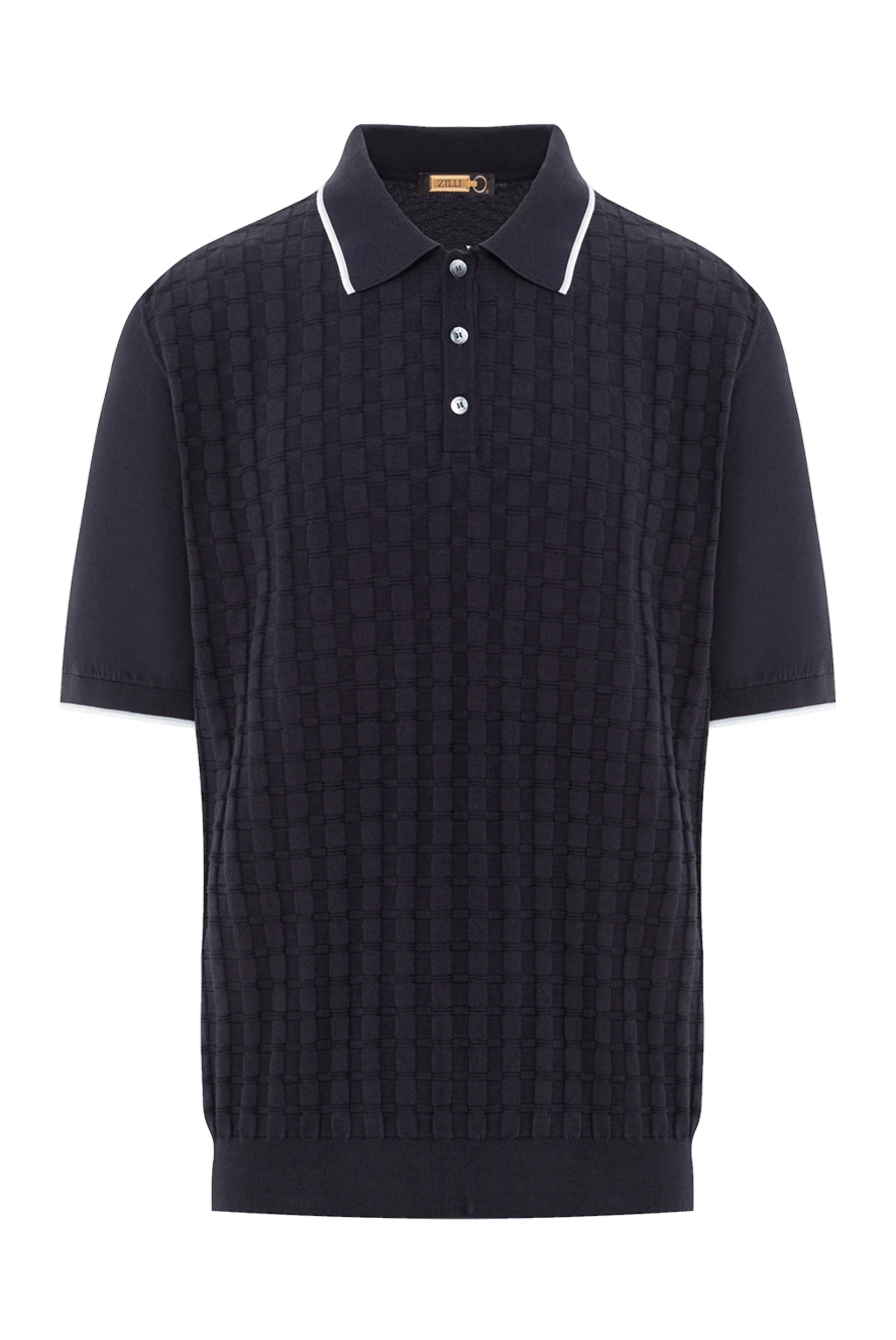 Zilli трикотажное поло с фактурной клеткой и контрастной отделкой на воротнике 189614 - фото 1