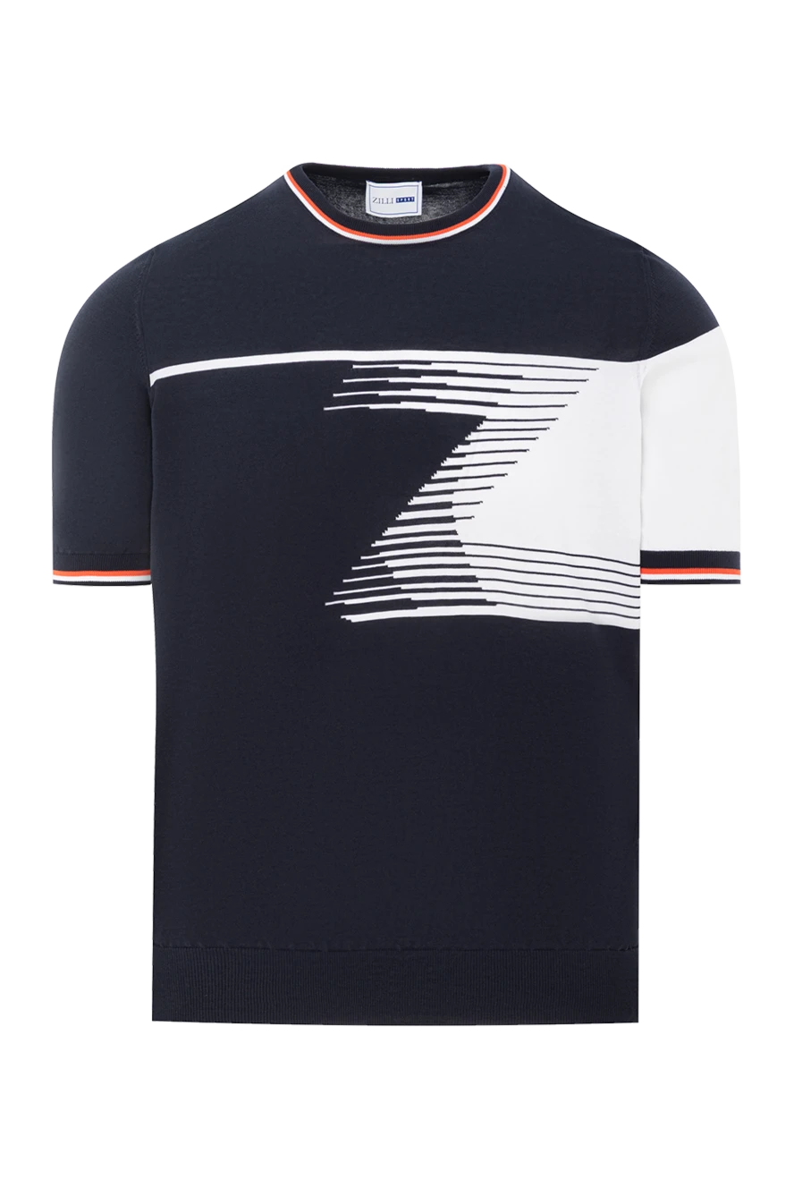 Zilli мужской джемпер из трикотажа с динамичным дизайном в бело-синей гамме 189622 - фото 1