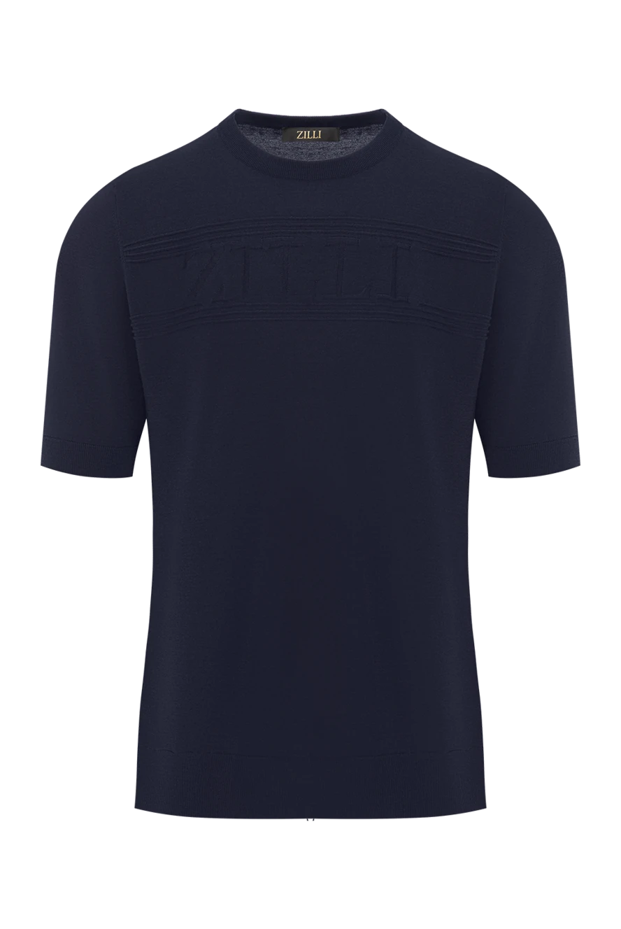 Zilli джемпер темно-синього кольору з вишитим логотипом на грудях 189624 - фото 1
