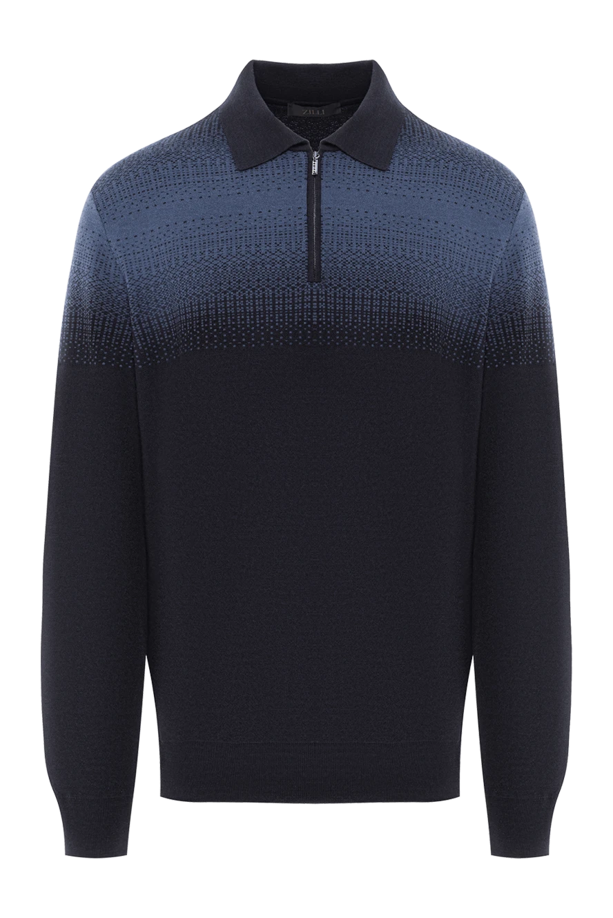 Zilli шерстяное поло с кашемиром и шелком в синем градиенте 189628 - фото 1