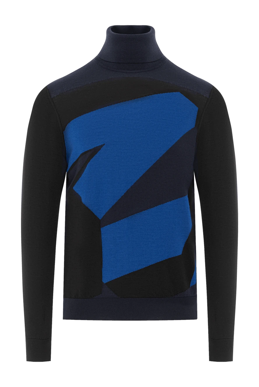 Zilli синій чоловічий гольф з геометричним малюнком у стилі колор-блок 189632 - фото 1